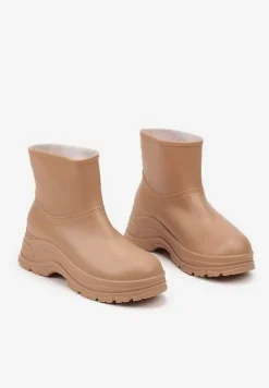 Ciemnobeżowe Kalosze na Grubej Podeszwie Eristhena