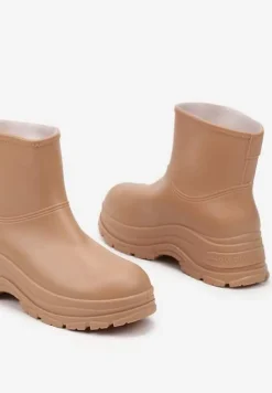 Ciemnobeżowe Kalosze na Grubej Podeszwie Eristhena