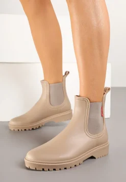 Ciemnobeżowe Kalosze z Elastyczną Wstawką Erlexia