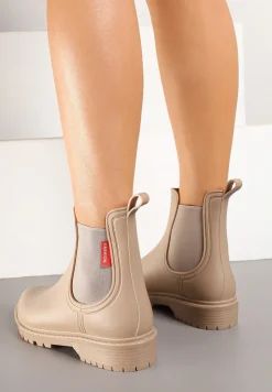 Ciemnobeżowe Kalosze z Elastyczną Wstawką Erlexia