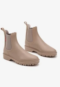 Ciemnobeżowe Kalosze z Elastyczną Wstawką Erlexia