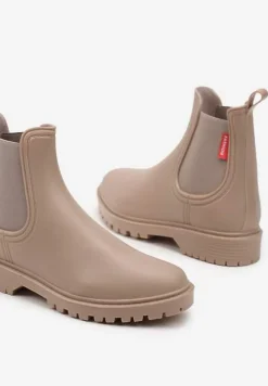 Ciemnobeżowe Kalosze z Elastyczną Wstawką Erlexia