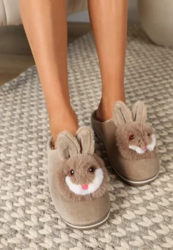 Ciemnobeżowe Kapcie Antinna