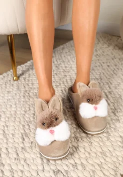 Ciemnobeżowe Kapcie Chloraleia