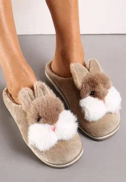 Ciemnobeżowe Kapcie Chloraleia