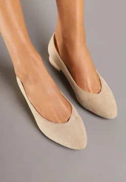 Ciemnobeżowe Klasyczne Czółenka na Płaskiej Podeszwie Dolistana