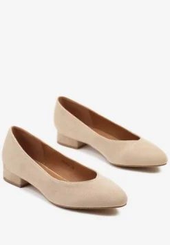 Ciemnobeżowe Klasyczne Czółenka na Płaskiej Podeszwie Dolistana