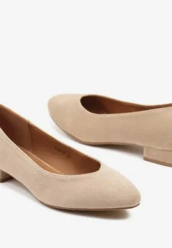 Ciemnobeżowe Klasyczne Czółenka na Płaskiej Podeszwie Dolistana