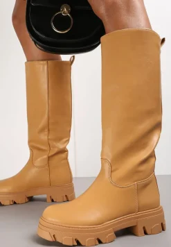 Ciemnobeżowe Kozaki Caelloah