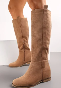 Ciemnobeżowe Kozaki na Ukrytym Koturnie Palvisa