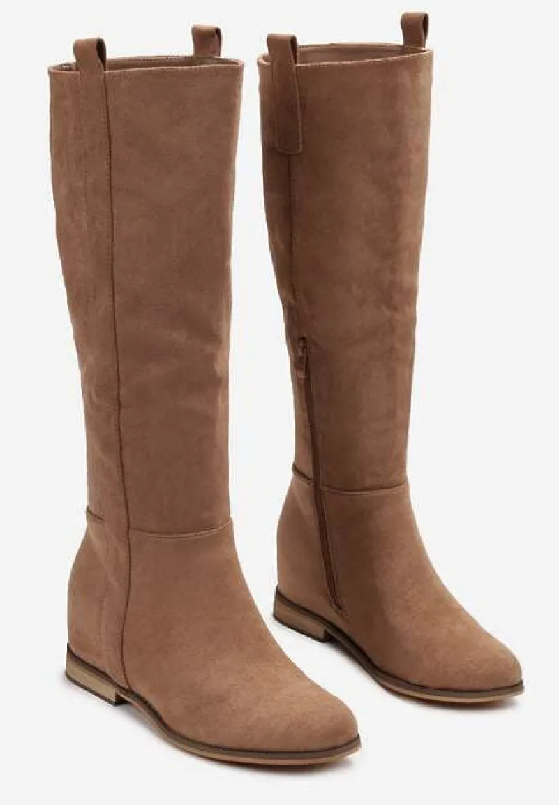 Ciemnobeżowe Kozaki na Ukrytym Koturnie Palvisa