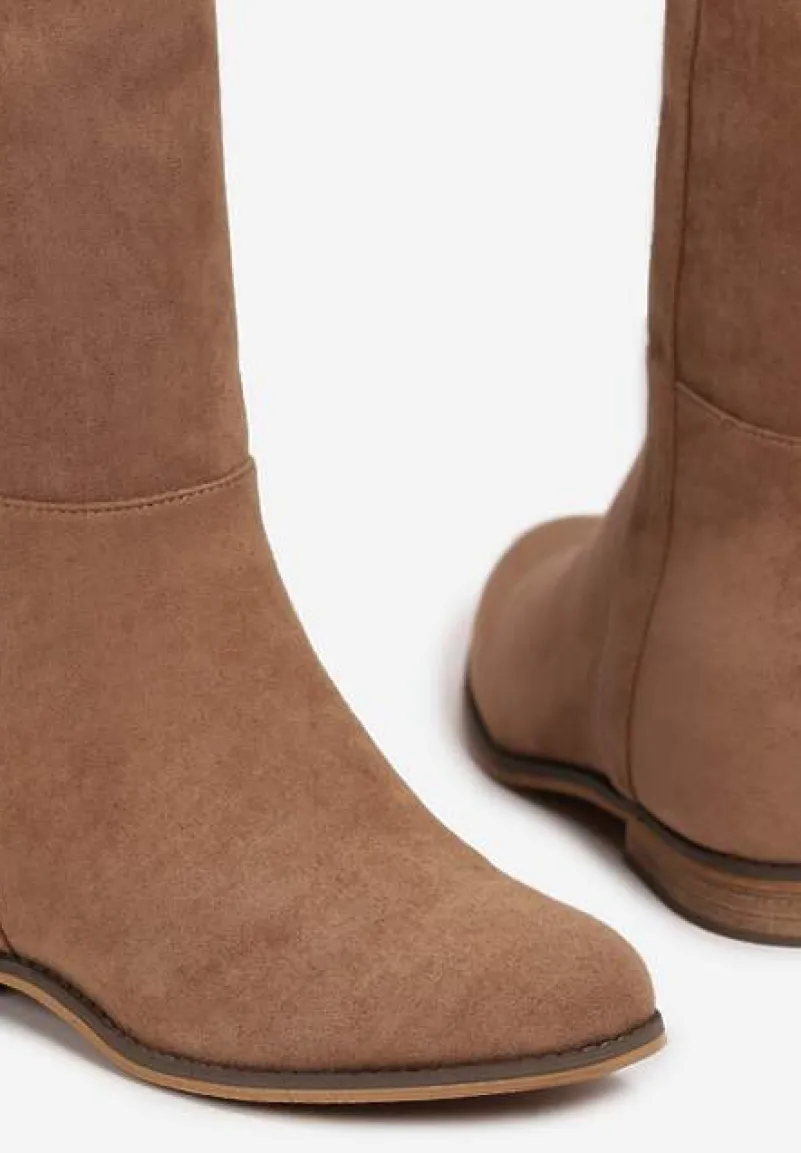 Ciemnobeżowe Kozaki na Ukrytym Koturnie Palvisa