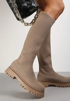 Ciemnobeżowe Kozaki Penthane