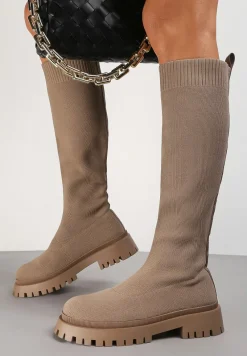 Ciemnobeżowe Kozaki Penthane