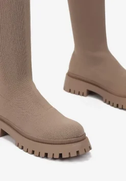 Ciemnobeżowe Kozaki Penthane