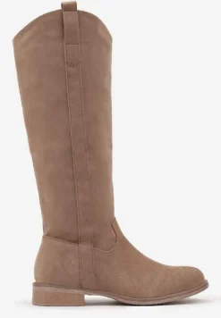 Ciemnobeżowe Kozaki Typu Kowbojki z Płaską Podeszwą Taivelle