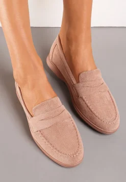 Ciemnobeżowe Mokasyny o Klasycznym Fasonie z Ekozamszu Belvirra