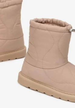 Ciemnobeżowe Ocieplane Śniegowce z Protektorem z Pikowanego Materiału Siani