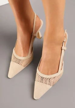 Ciemnobeżowe Sandały na Klepsydrze z Cholewką z Siateczki Nilavea