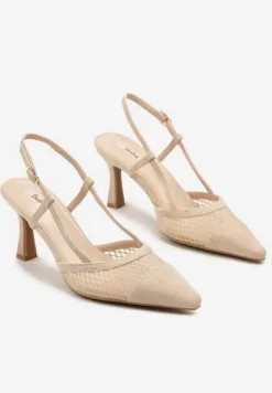 Ciemnobeżowe Sandały na Klepsydrze z Cholewką z Siateczki Nilavea