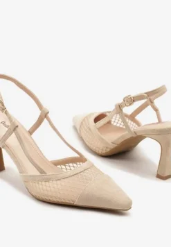 Ciemnobeżowe Sandały na Klepsydrze z Cholewką z Siateczki Nilavea