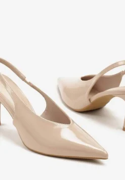 Ciemnobeżowe Sandały Slingback Vices na Obcasie Typu Szpilka Tilionea