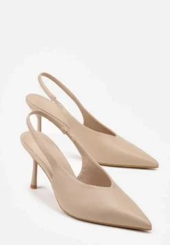 Ciemnobeżowe Sandały Vices Slingback na Obcasie Tilarina