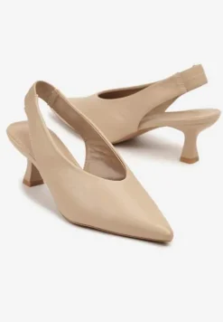 Ciemnobeżowe Sandały Vices na Kaczuszce Typu Slingback Liluriela