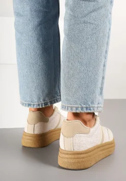 Ciemnobeżowe Sneakersy Kultowe Tenisówki na Grubej Podeszwie Gonelis