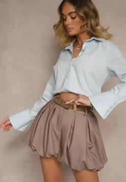 Ciemnobeżowe Szorty Bombka z Wiskozą Koliana