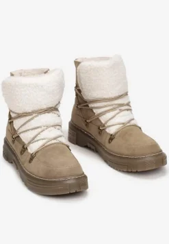 Ciemnobeżowe Traperki z Futrzanym Językiem Florica