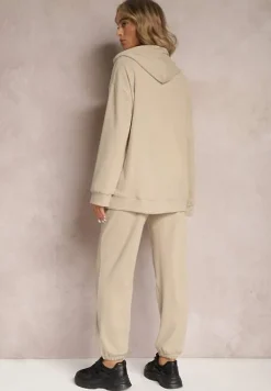 Ciemnobeżowy Komplet Dresowy z Bluzą i Spodniami Deparisa