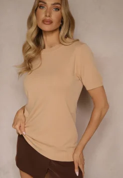 Ciemnobeżowy Sweter Ozdobiony Ściągaczami Sanallia