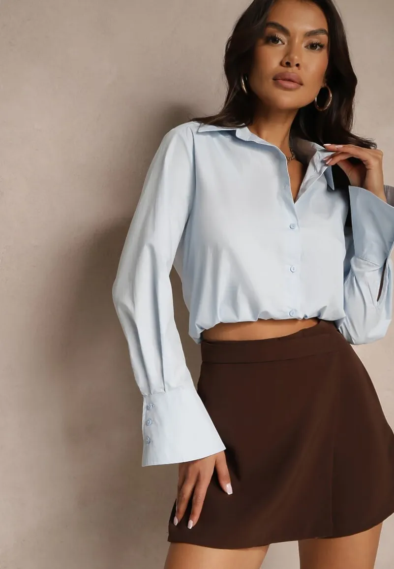 Ciemnobrązowe Asymetryczne Spódnico-Szorty High Waist Nonalin