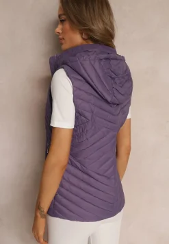 Ciemnofioletowa Kamizelka Nylonowa z Kapturem Marashe