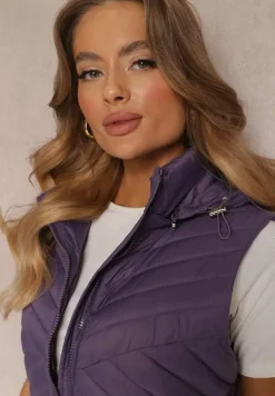 Ciemnofioletowa Kamizelka Nylonowa z Kapturem Marashe