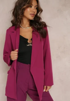 Ciemnofioletowa Marynarka Oversize Niezapinana Charme