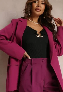 Ciemnofioletowa Marynarka Oversize Niezapinana Charme