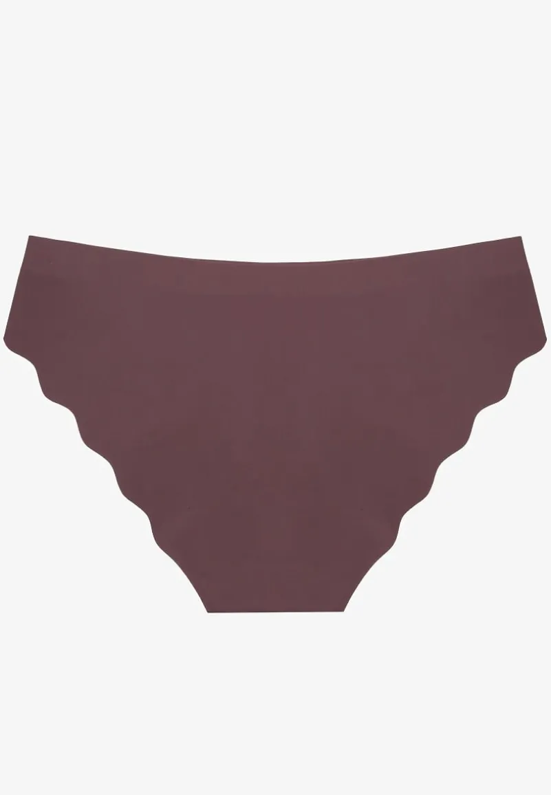 Ciemnofioletowe Majtki Bezszwowe Typu Figi Ozdobione Falbanką Veloti