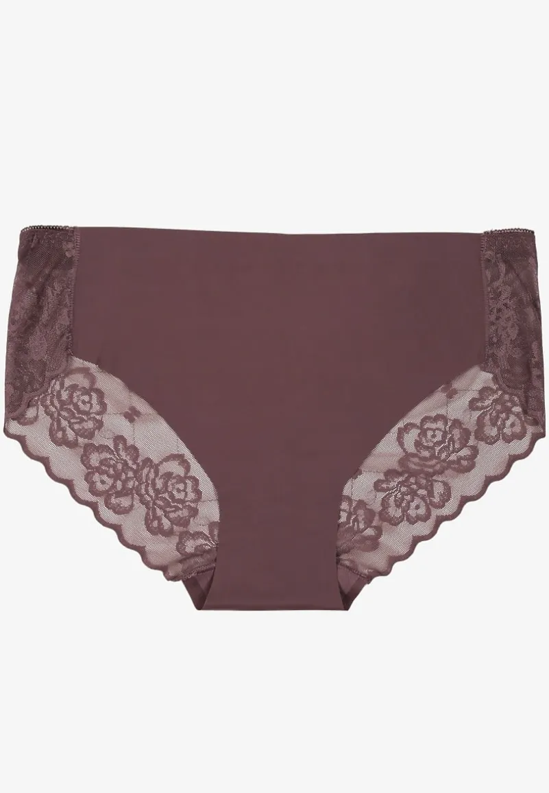 Ciemnofioletowe Majtki Typu Figi z Koronką Tellinavi