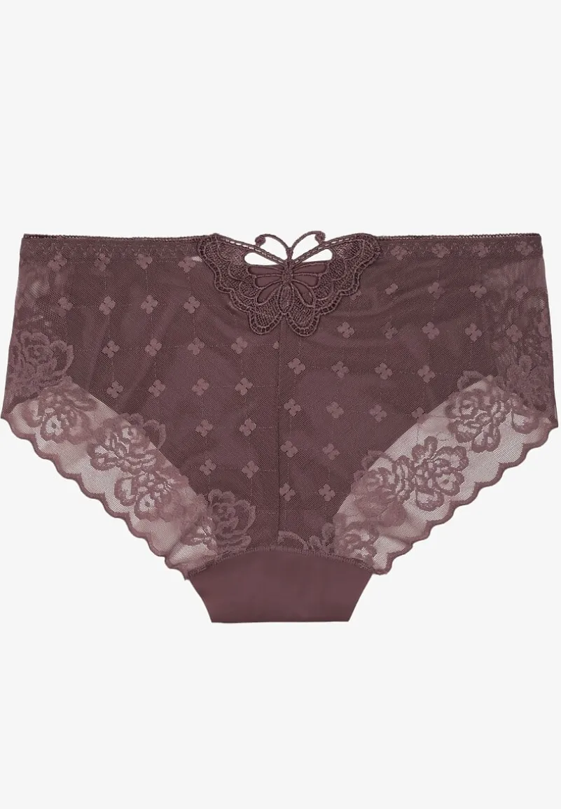 Ciemnofioletowe Majtki Typu Figi z Koronką Tellinavi