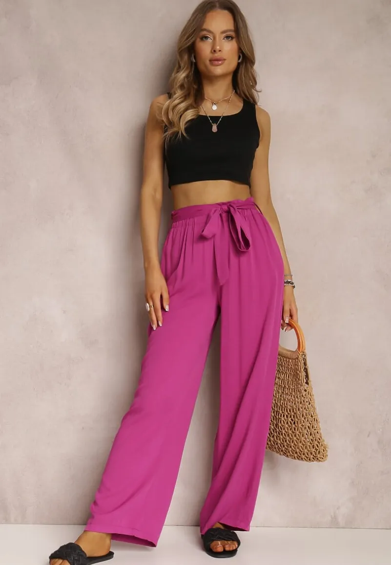 Ciemnofioletowe Spodnie Szerokie Phiorephis