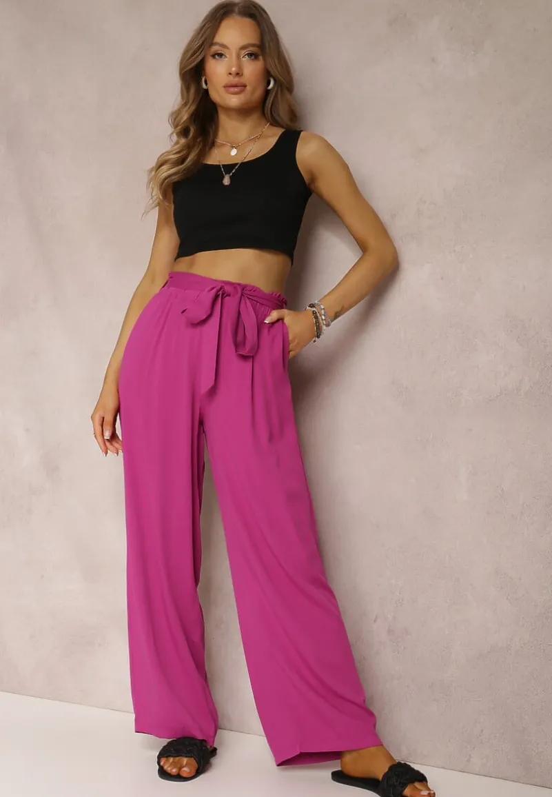 Ciemnofioletowe Spodnie Szerokie Phiorephis