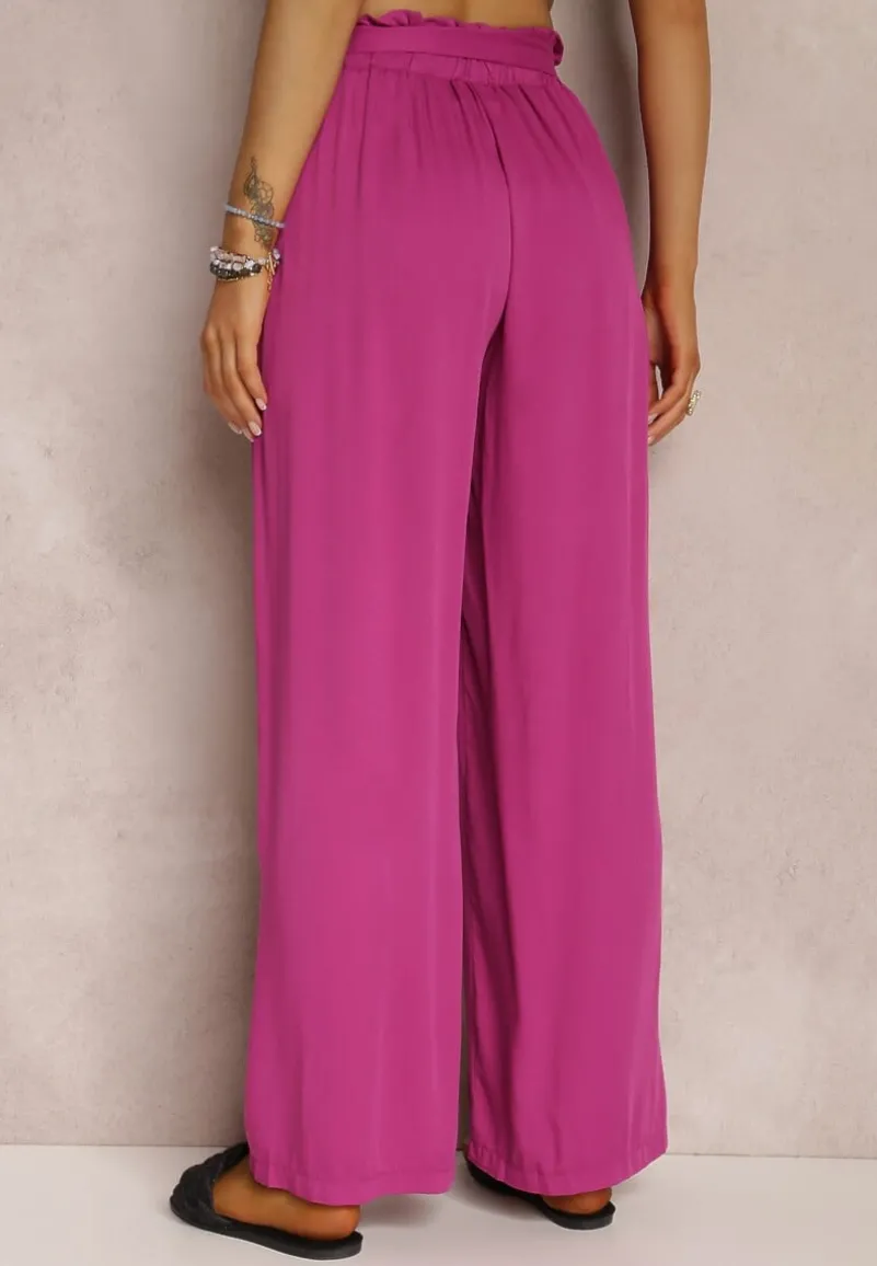 Ciemnofioletowe Spodnie Szerokie Phiorephis