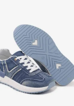 Ciemnoniebieskie Sneakersy na Grubej Podeszwie Zdobione Przetarciami Ninilitia