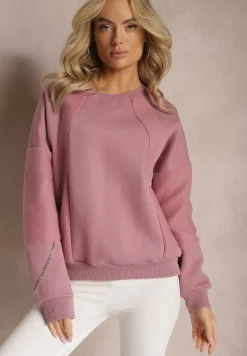 Ciemnoróżowa Bawełniana Bluza z Łańcuszkiem Eleutia