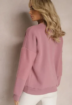 Ciemnoróżowa Bawełniana Bluza z Łańcuszkiem Eleutia