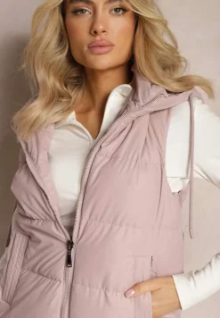 Ciemnoróżowa Długa Kamizelka z Pikowaniem i Obustronnym Suwakiem Wetessa