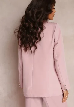 Ciemnoróżowa Marynarka Niezapinana z Dekoracyjnymi Guzikami Cose