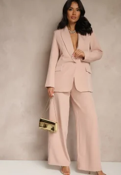 Ciemnoróżowa Marynarka z Ozdobną Imitacją Kieszeni Nilzedi